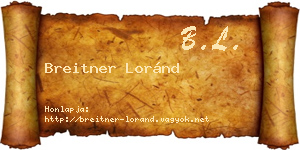 Breitner Loránd névjegykártya